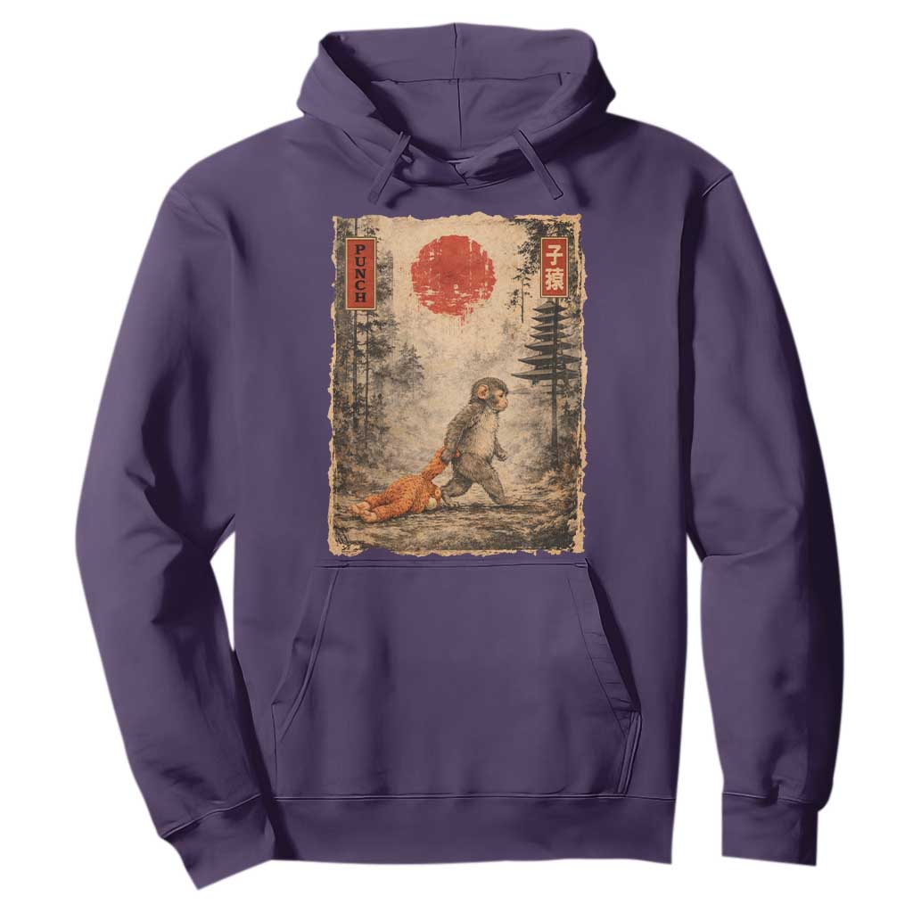 Vintage Japanese Baby Monkey Punch Hoodie Kawaii Macaque Ukiyo-e Art Funny TS10 Purple Print Your Wear