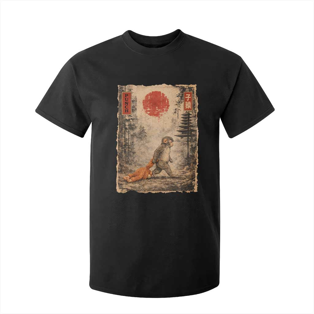 Vintage Japanese Baby Monkey Punch T Shirt For Kid Kawaii Macaque Ukiyo-e Art Funny TS10 Black Print Your Wear