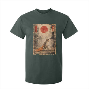 Vintage Japanese Baby Monkey Punch T Shirt For Kid Kawaii Macaque Ukiyo-e Art Funny TS10 Dark Forest Green Print Your Wear