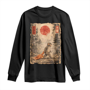 Vintage Japanese Baby Monkey Punch Long Sleeve Shirt Kawaii Macaque Ukiyo-e Art Funny TS10 Black Print Your Wear