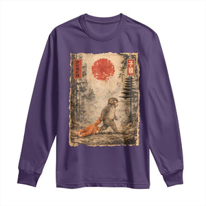 Vintage Japanese Baby Monkey Punch Long Sleeve Shirt Kawaii Macaque Ukiyo-e Art Funny TS10 Purple Print Your Wear