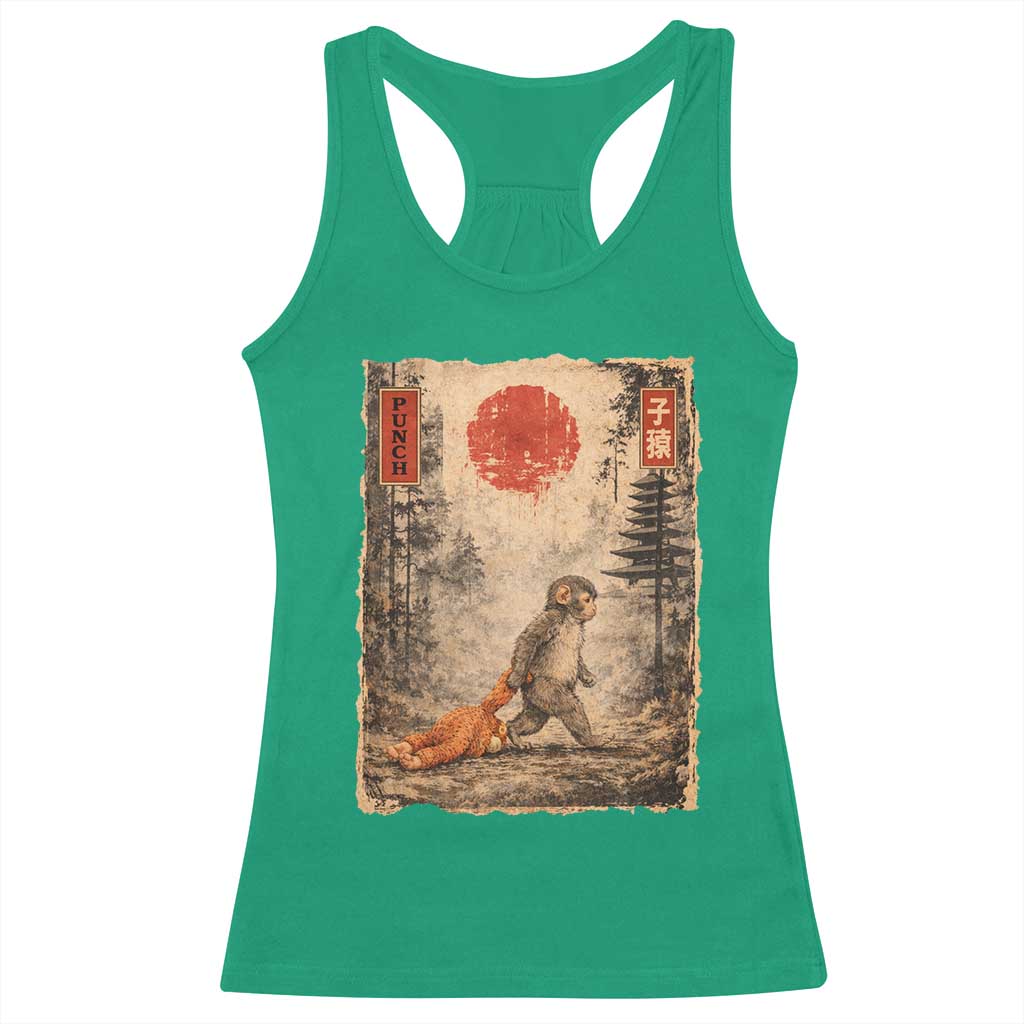 Vintage Japanese Baby Monkey Punch Racerback Tank Top Kawaii Macaque Ukiyo-e Art Funny TS10 Irish Green Print Your Wear