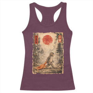 Vintage Japanese Baby Monkey Punch Racerback Tank Top Kawaii Macaque Ukiyo-e Art Funny TS10 Maroon Print Your Wear