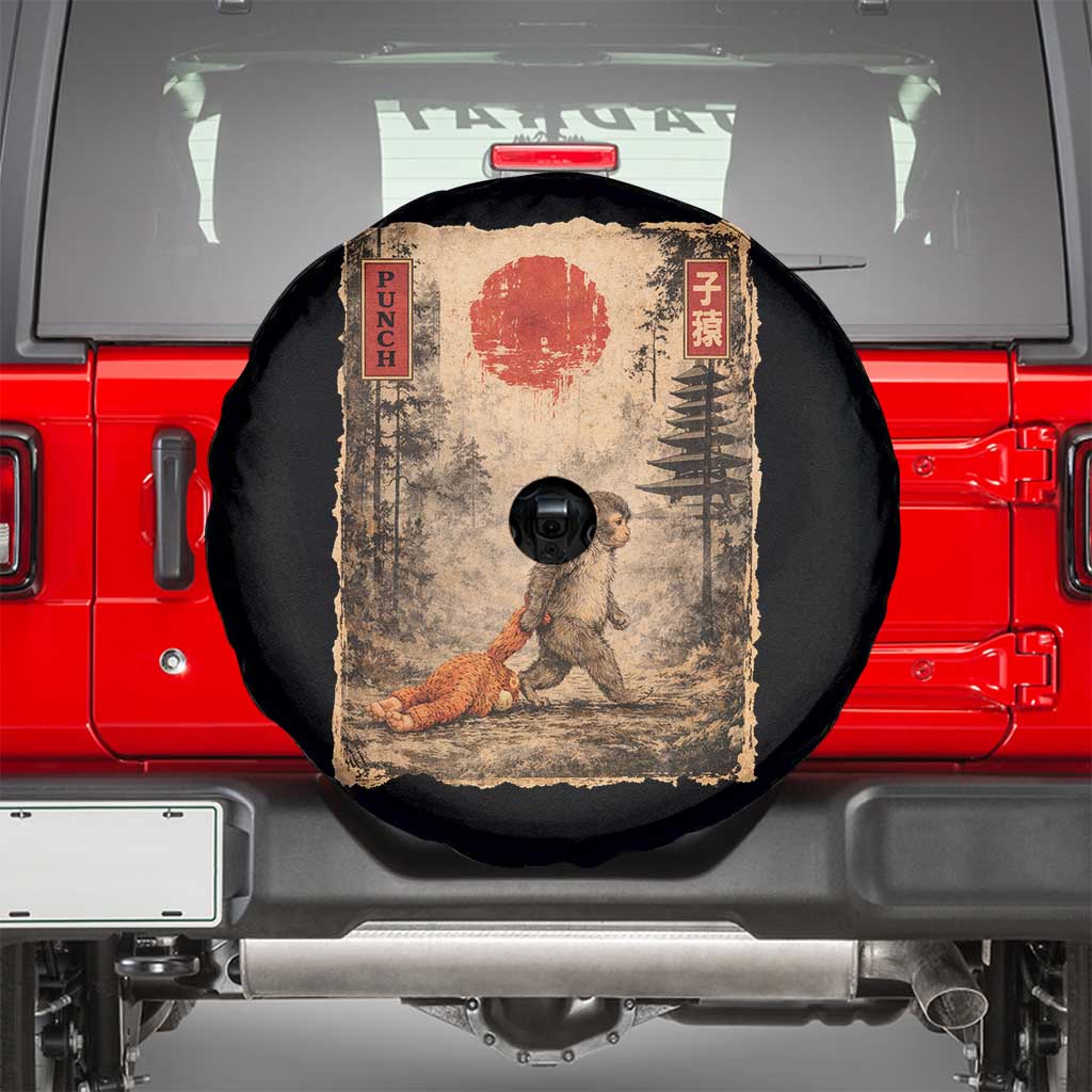 Vintage Japanese Baby Monkey Punch Spare Tire Cover Kawaii Macaque Ukiyo-e Art Funny TS10 Black Print Your Wear