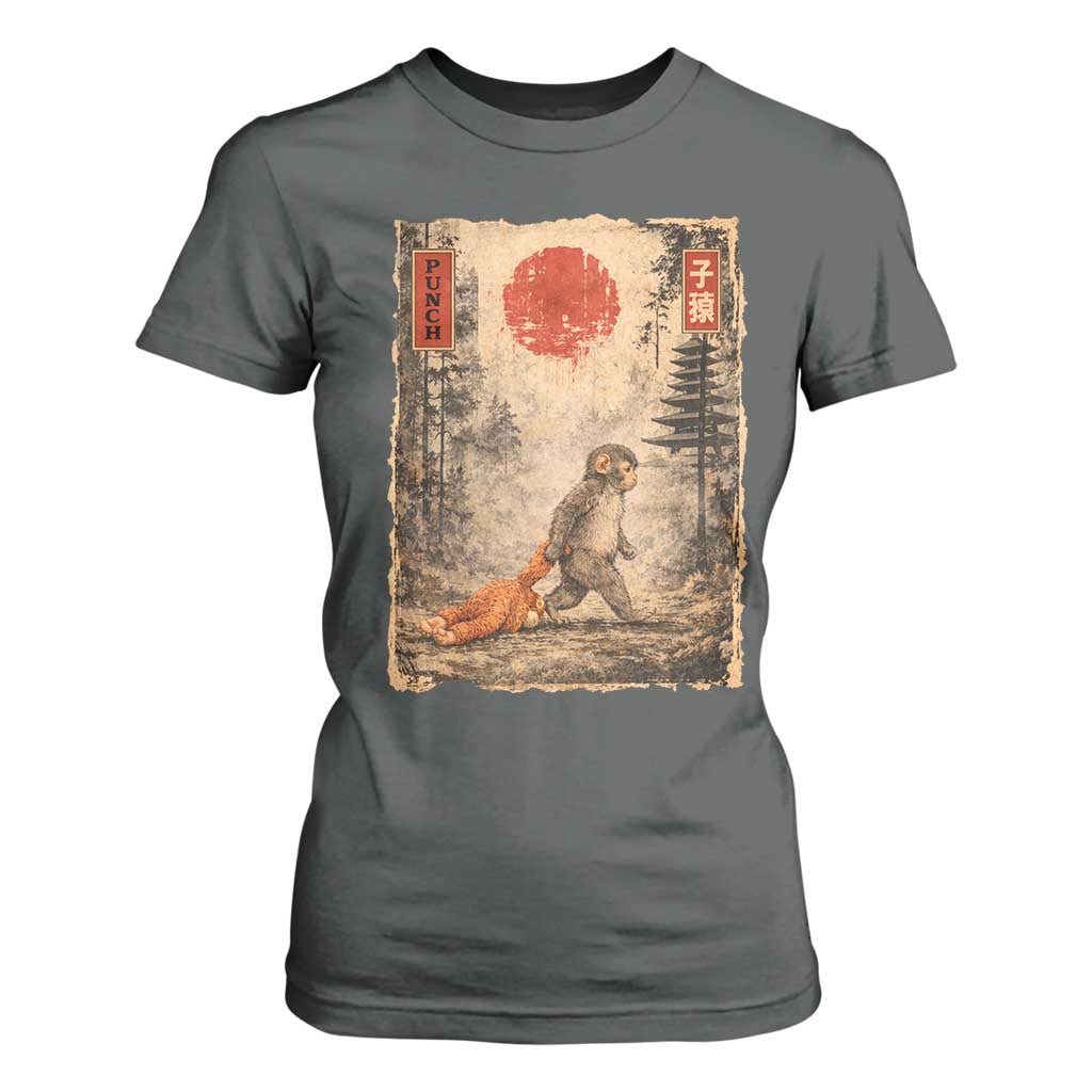 Vintage Japanese Baby Monkey Punch T Shirt For Women Kawaii Macaque Ukiyo-e Art Funny TS10 Dark Heather Print Your Wear