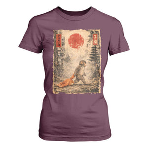 Vintage Japanese Baby Monkey Punch T Shirt For Women Kawaii Macaque Ukiyo-e Art Funny TS10 Maroon Print Your Wear