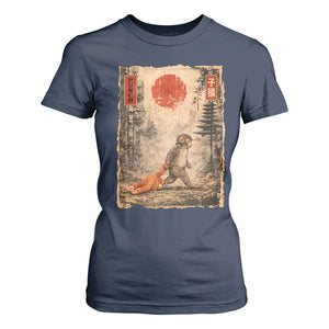 Vintage Japanese Baby Monkey Punch T Shirt For Women Kawaii Macaque Ukiyo-e Art Funny TS10 Navy Print Your Wear