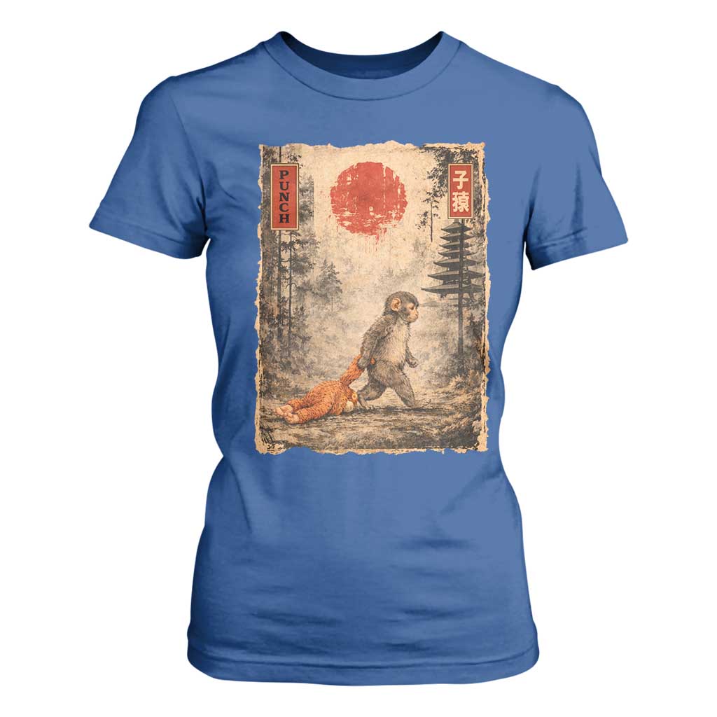 Vintage Japanese Baby Monkey Punch T Shirt For Women Kawaii Macaque Ukiyo-e Art Funny TS10 Royal Blue Print Your Wear
