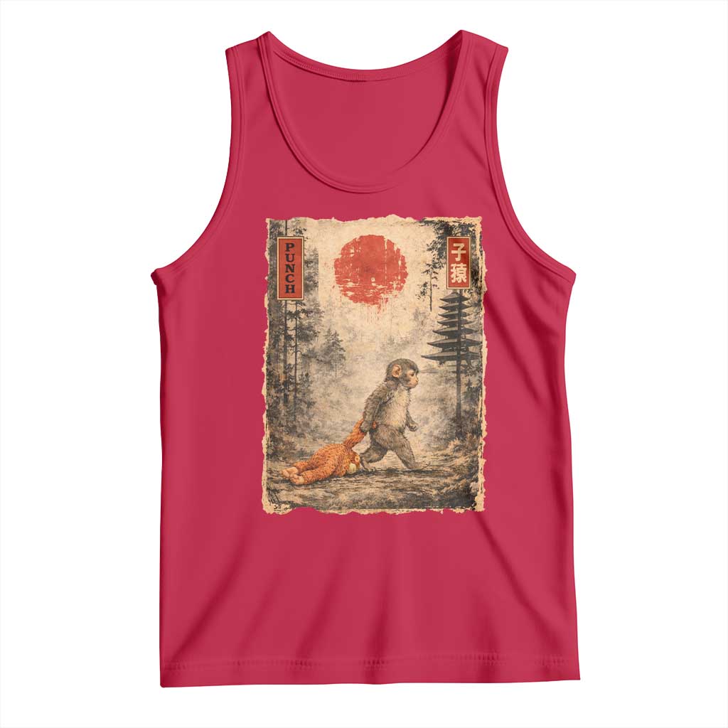 Vintage Japanese Baby Monkey Punch Tank Top Kawaii Macaque Ukiyo-e Art Funny TS10 Red Print Your Wear