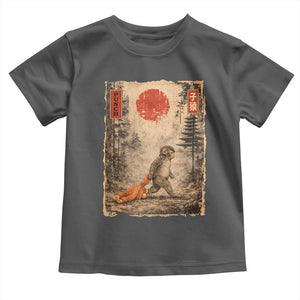 Vintage Japanese Baby Monkey Punch Toddler T Shirt Kawaii Macaque Ukiyo-e Art Funny TS10 Dark Heather Print Your Wear
