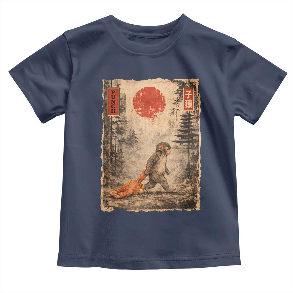 Vintage Japanese Baby Monkey Punch Toddler T Shirt Kawaii Macaque Ukiyo-e Art Funny TS10 Navy Print Your Wear