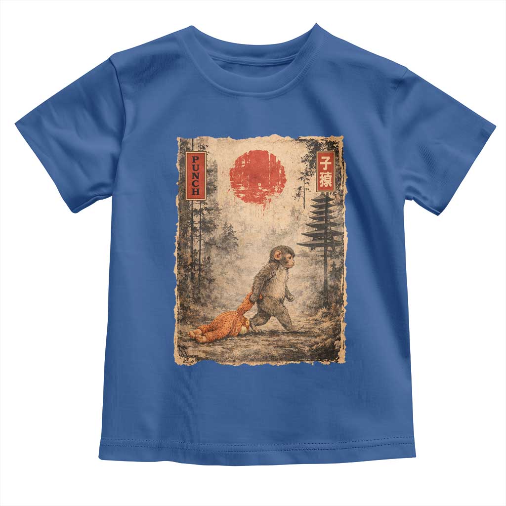 Vintage Japanese Baby Monkey Punch Toddler T Shirt Kawaii Macaque Ukiyo-e Art Funny TS10 Royal Blue Print Your Wear