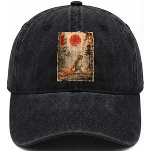 Vintage Japanese Baby Monkey Punch Washed Cotton Baseball Cap Kawaii Macaque Ukiyo-e Art Funny TS10 Print Your Wear