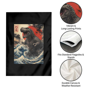 Japanese Dinosaur Garden Flag Vintage Great Wave Monster Epic Giant Monster Ukiyo-e Style TS10 Print Your Wear