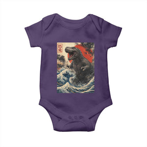 Japanese Dinosaur Baby Onesie Vintage Great Wave Monster Epic Giant Monster Ukiyo-e Style TS10 Purple Print Your Wear