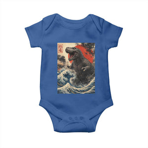 Japanese Dinosaur Baby Onesie Vintage Great Wave Monster Epic Giant Monster Ukiyo-e Style TS10 Royal Blue Print Your Wear