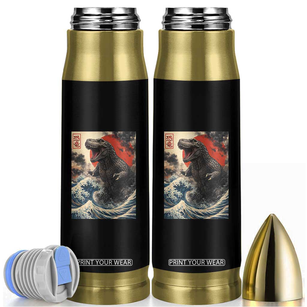 Japanese Dinosaur Bullet Tumbler Vintage Great Wave Monster Epic Giant Monster Ukiyo-e Style TS10 Black Print Your Wear