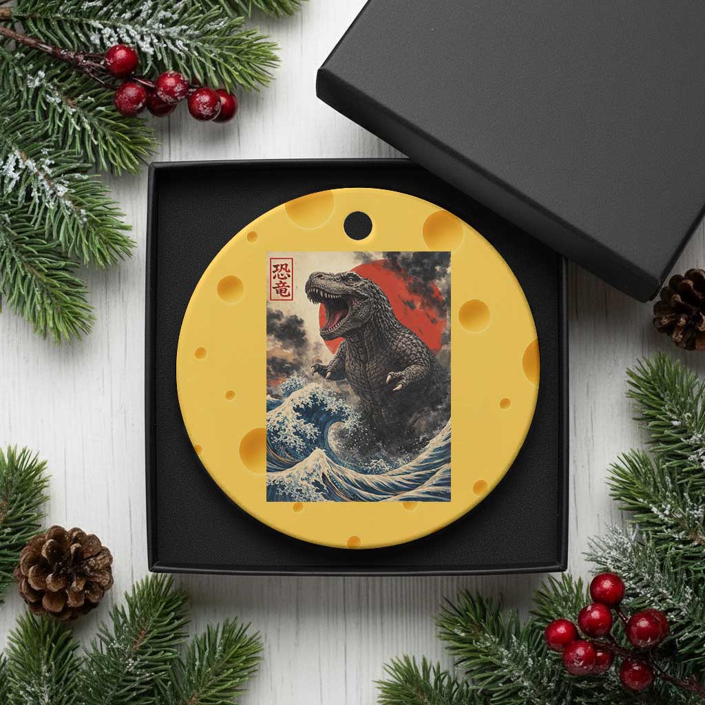 Japanese Dinosaur Ceramic Ornament Vintage Great Wave Monster Epic Giant Monster Ukiyo-e Style TS10 1pc Yellow Cheese Print Your Wear