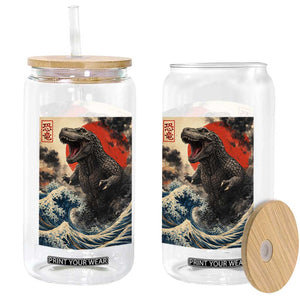 Japanese Dinosaur Glass Can Vintage Great Wave Monster Epic Giant Monster Ukiyo-e Style TS10 Print Your Wear