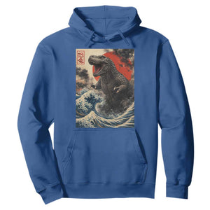 Japanese Dinosaur Hoodie Vintage Great Wave Monster Epic Giant Monster Ukiyo-e Style TS10 Royal Blue Print Your Wear