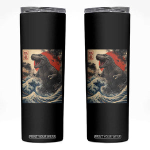Japanese Dinosaur Skinny Tumbler Vintage Great Wave Monster Epic Giant Monster Ukiyo-e Style TS10 Black Print Your Wear