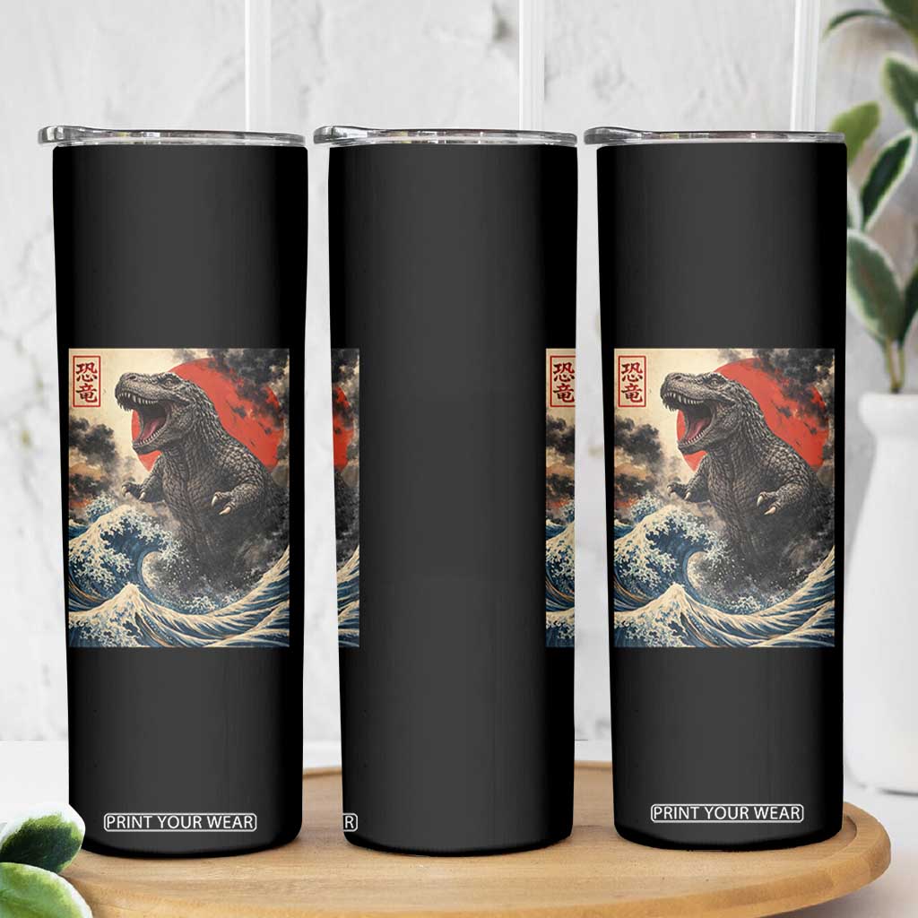 Japanese Dinosaur Skinny Tumbler Vintage Great Wave Monster Epic Giant Monster Ukiyo-e Style TS10 Print Your Wear