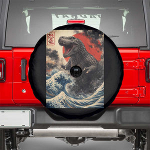 Japanese Dinosaur Spare Tire Cover Vintage Great Wave Monster Epic Giant Monster Ukiyo-e Style TS10 Black Print Your Wear