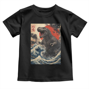 Japanese Dinosaur Toddler T Shirt Vintage Great Wave Monster Epic Giant Monster Ukiyo-e Style TS10 Black Print Your Wear