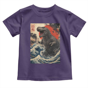 Japanese Dinosaur Toddler T Shirt Vintage Great Wave Monster Epic Giant Monster Ukiyo-e Style TS10 Purple Print Your Wear