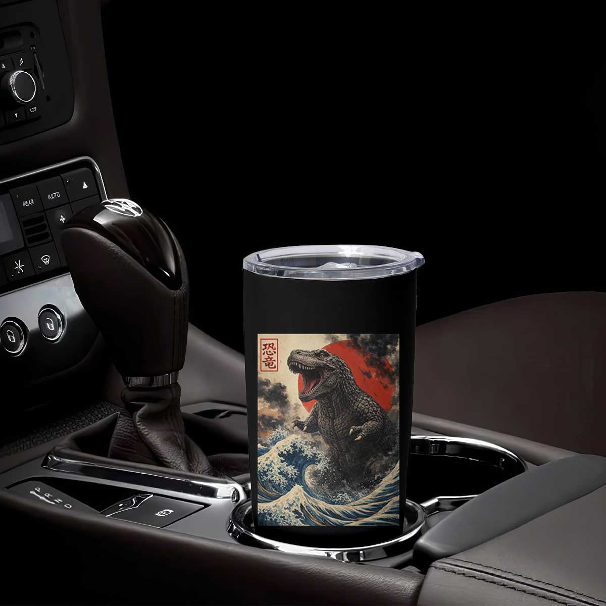 Japanese Dinosaur Tumbler Cup Vintage Great Wave Monster Epic Giant Monster Ukiyo-e Style TS10 Print Your Wear
