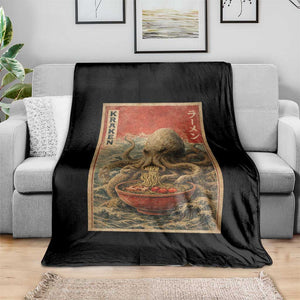 Sea Monster Eating Ramen Throw Blanket Vintage Graphic Japanese Lover Ukiyo-e Art TS10 Print Your Wear
