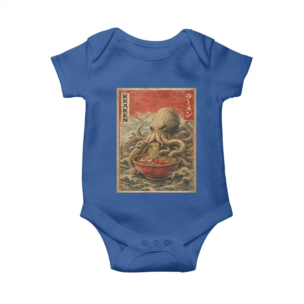 Sea Monster Eating Ramen Baby Onesie Vintage Graphic Japanese Lover Ukiyo-e Art TS10 Royal Blue Print Your Wear