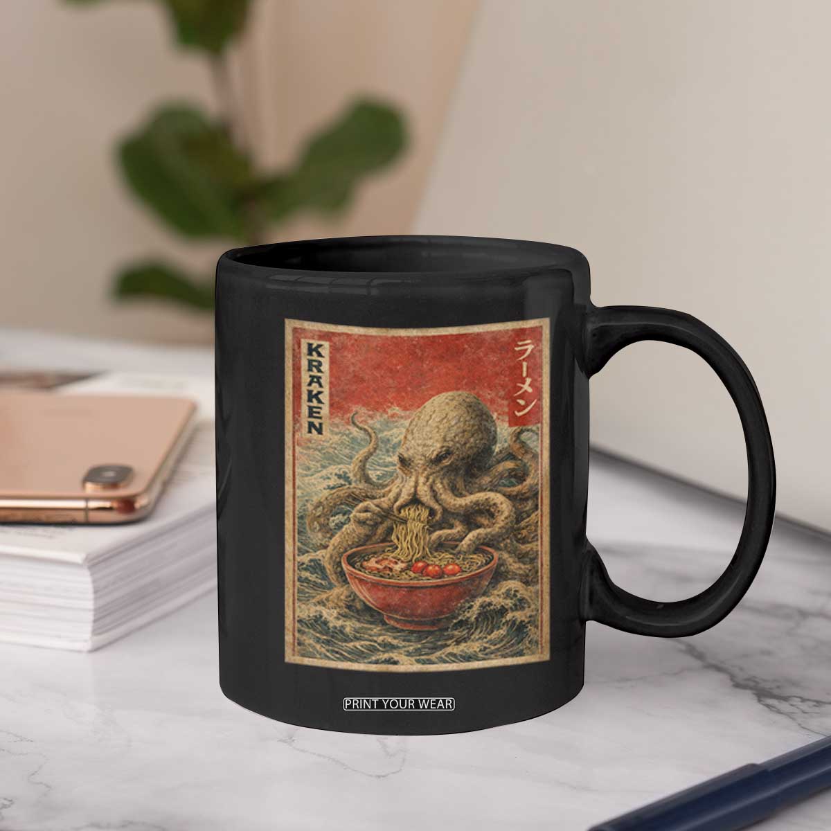Sea Monster Eating Ramen Coffee Mug Vintage Graphic Japanese Lover Ukiyo-e Art TS10 Print Your Wear