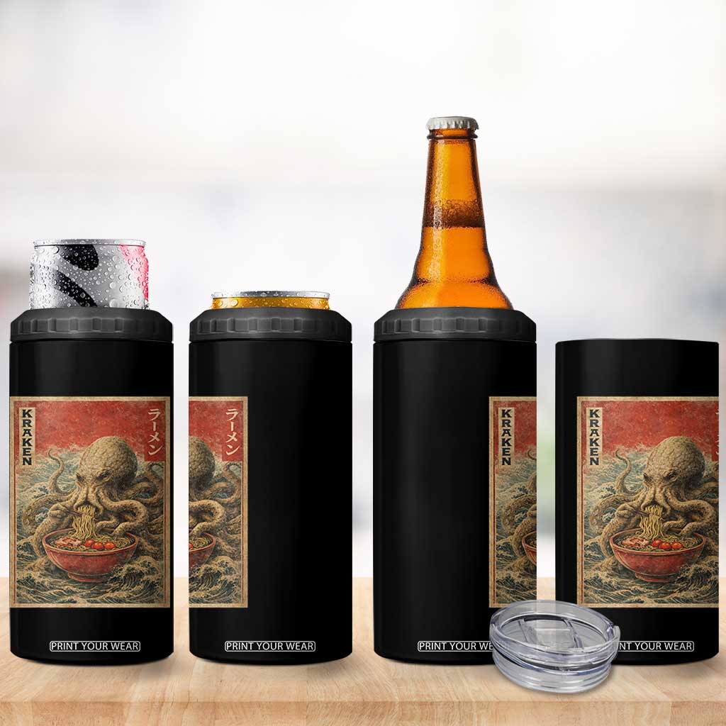 Sea Monster Eating Ramen 4 in 1 Can Cooler Tumbler Vintage Graphic Japanese Lover Ukiyo-e Art TS10 Print Your Wear