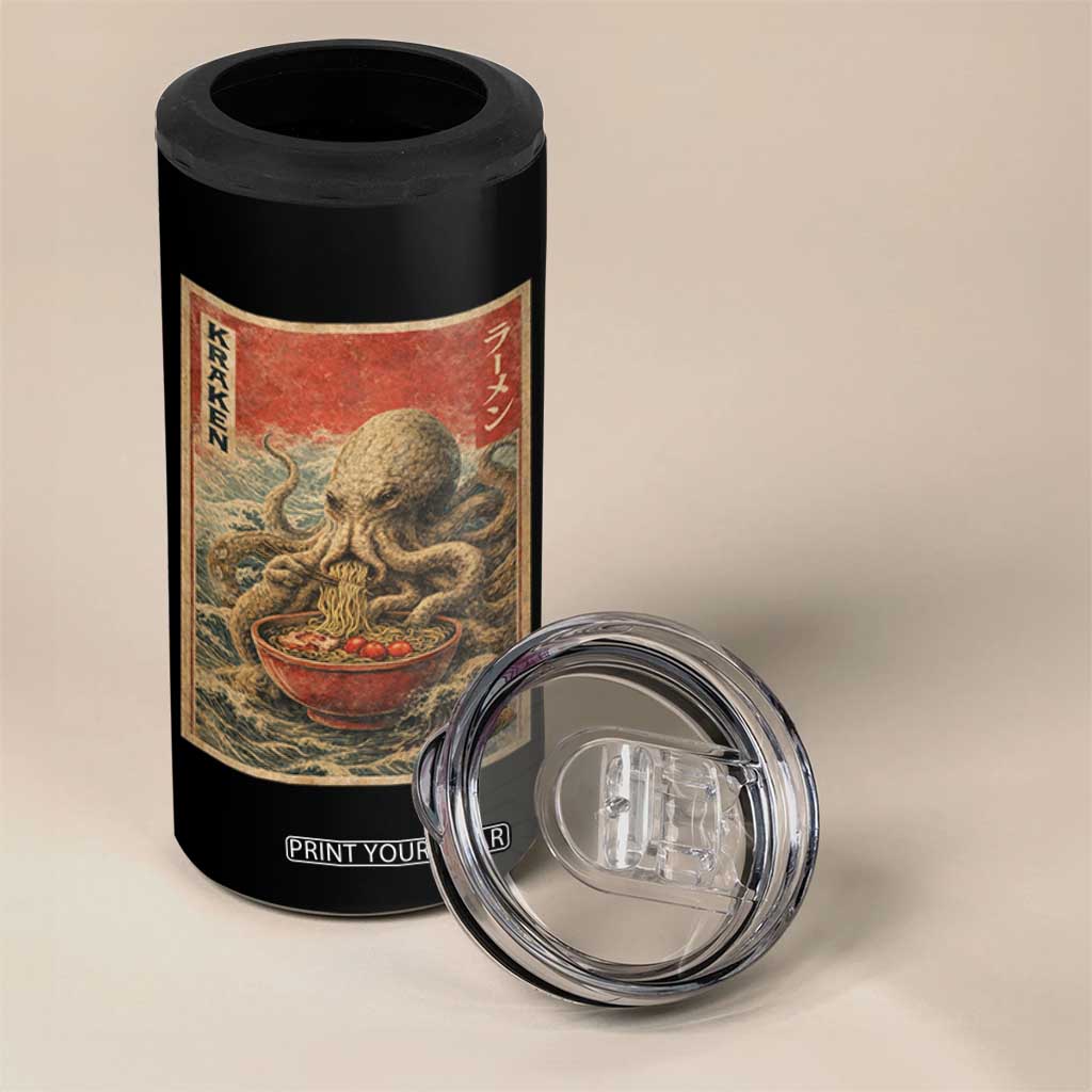 Sea Monster Eating Ramen 4 in 1 Can Cooler Tumbler Vintage Graphic Japanese Lover Ukiyo-e Art TS10 Print Your Wear