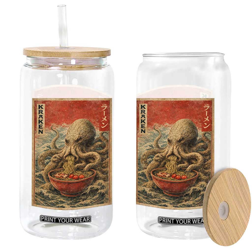 Sea Monster Eating Ramen Glass Can Vintage Graphic Japanese Lover Ukiyo-e Art TS10 Print Your Wear