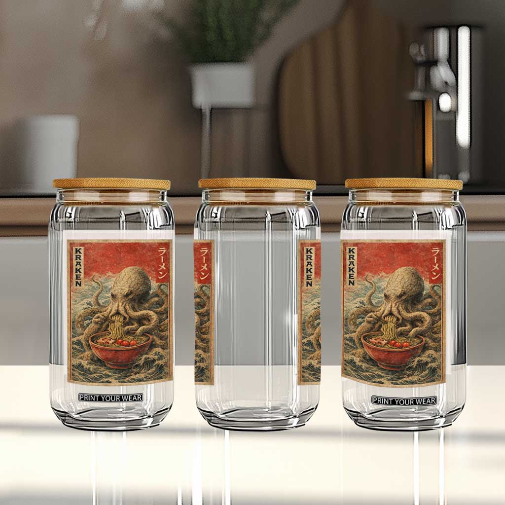 Sea Monster Eating Ramen Glass Can Vintage Graphic Japanese Lover Ukiyo-e Art TS10 Print Your Wear