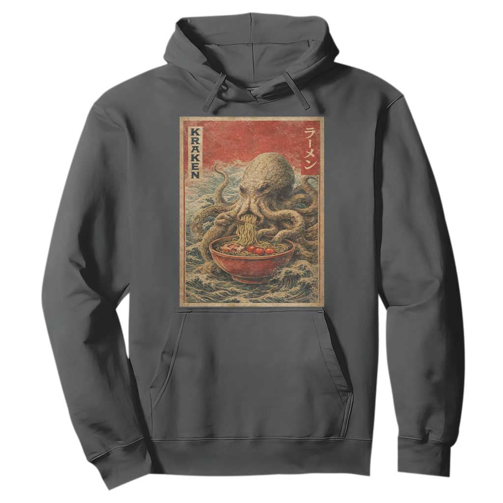 Sea Monster Eating Ramen Hoodie Vintage Graphic Japanese Lover Ukiyo-e Art TS10 Dark Heather Print Your Wear