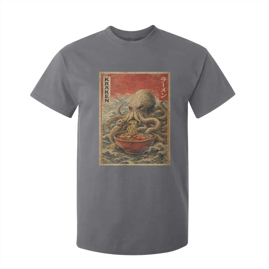 Sea Monster Eating Ramen T Shirt For Kid Vintage Graphic Japanese Lover Ukiyo-e Art TS10 Charcoal Print Your Wear