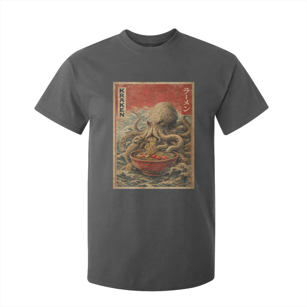 Sea Monster Eating Ramen T Shirt For Kid Vintage Graphic Japanese Lover Ukiyo-e Art TS10 Dark Heather Print Your Wear