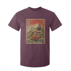 Sea Monster Eating Ramen T Shirt For Kid Vintage Graphic Japanese Lover Ukiyo-e Art TS10 Maroon Print Your Wear