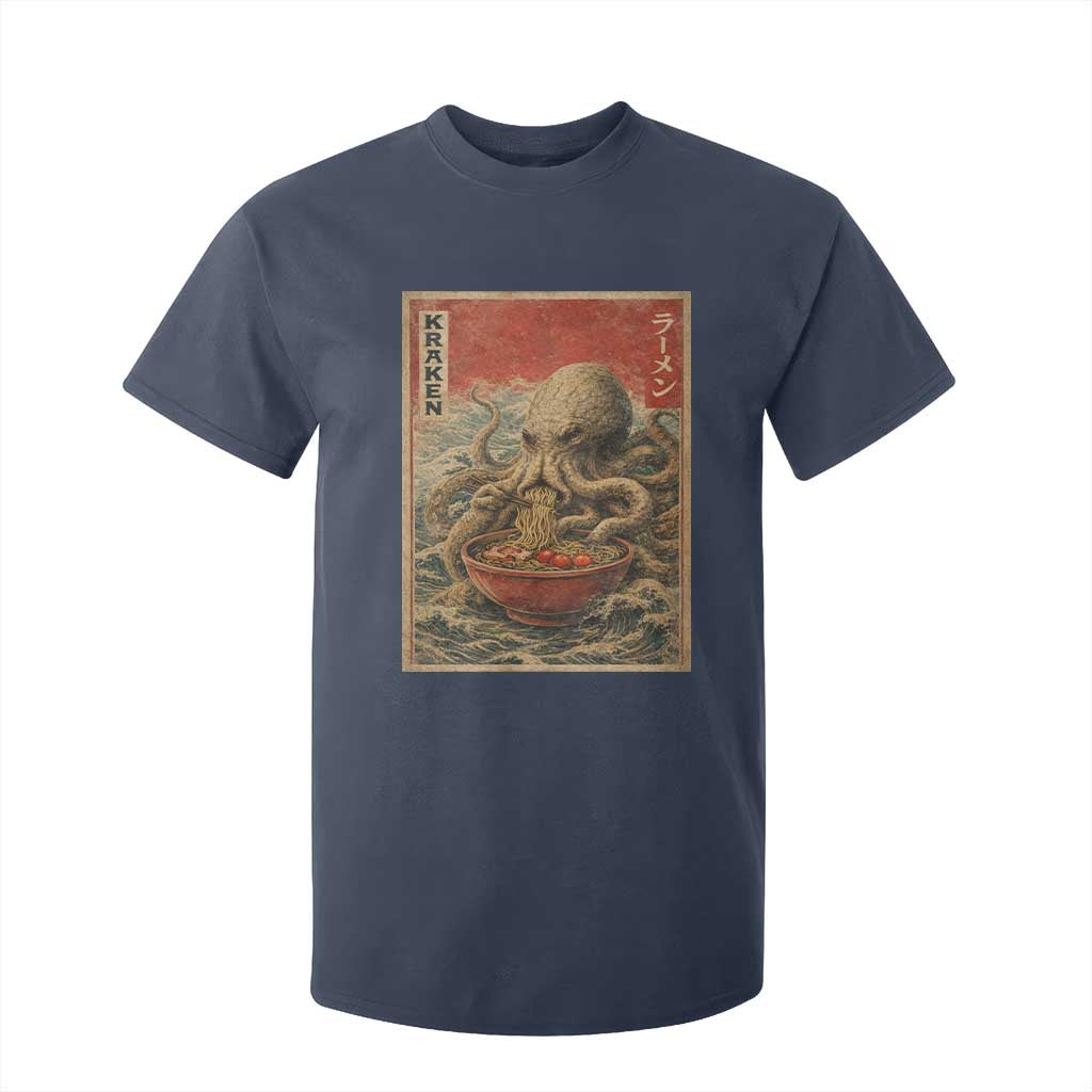 Sea Monster Eating Ramen T Shirt For Kid Vintage Graphic Japanese Lover Ukiyo-e Art TS10 Navy Print Your Wear