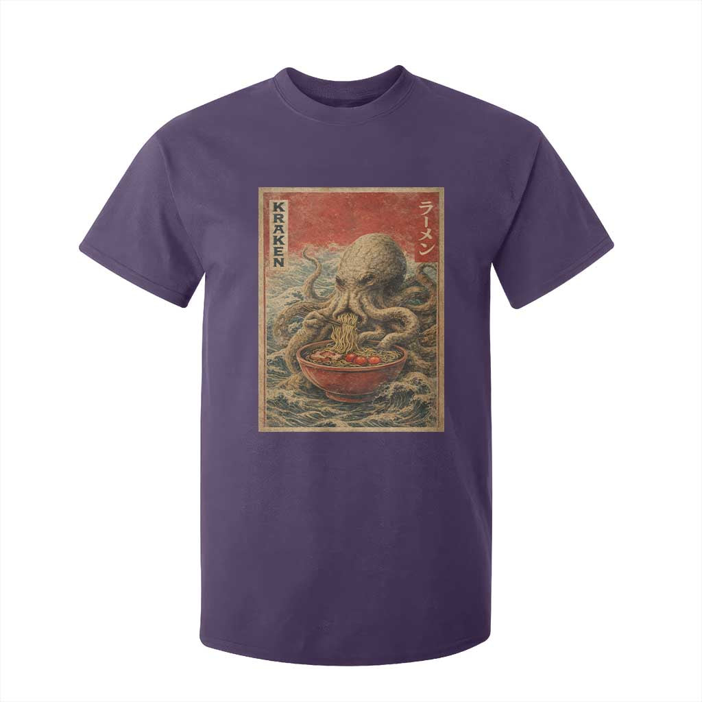 Sea Monster Eating Ramen T Shirt For Kid Vintage Graphic Japanese Lover Ukiyo-e Art TS10 Purple Print Your Wear