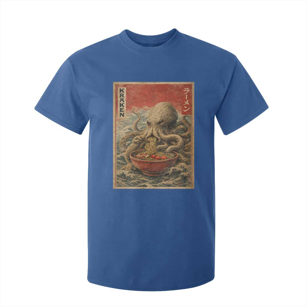Sea Monster Eating Ramen T Shirt For Kid Vintage Graphic Japanese Lover Ukiyo-e Art TS10 Royal Blue Print Your Wear