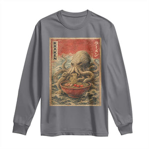 Sea Monster Eating Ramen Long Sleeve Shirt Vintage Graphic Japanese Lover Ukiyo-e Art TS10 Charcoal Print Your Wear