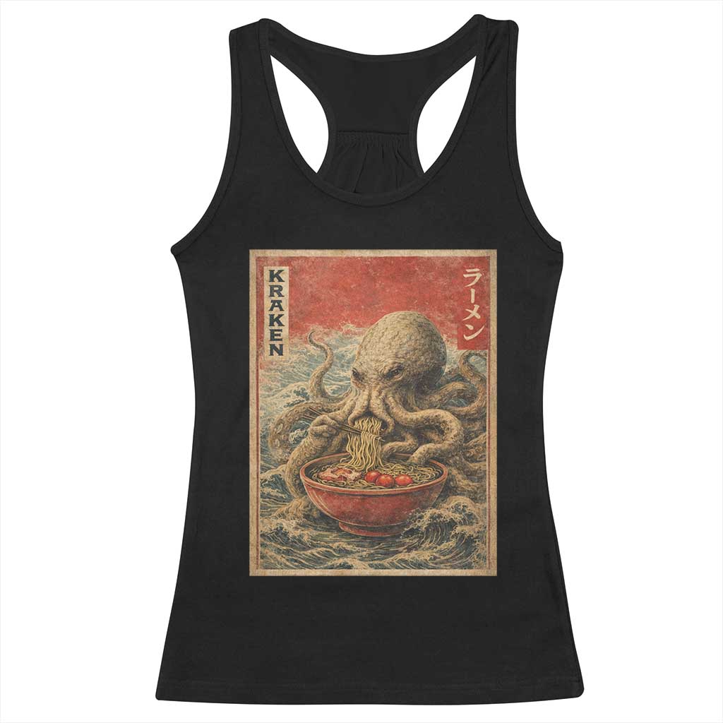Sea Monster Eating Ramen Racerback Tank Top Vintage Graphic Japanese Lover Ukiyo-e Art TS10 Black Print Your Wear