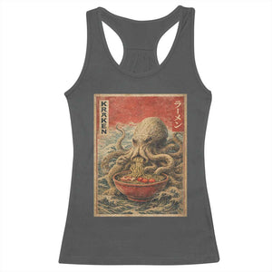 Sea Monster Eating Ramen Racerback Tank Top Vintage Graphic Japanese Lover Ukiyo-e Art TS10 Dark Heather Print Your Wear