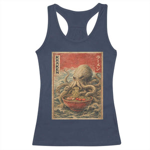 Sea Monster Eating Ramen Racerback Tank Top Vintage Graphic Japanese Lover Ukiyo-e Art TS10 Navy Print Your Wear