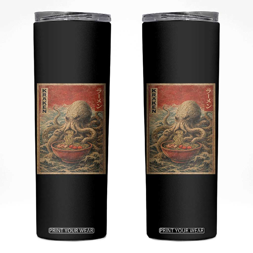 Sea Monster Eating Ramen Skinny Tumbler Vintage Graphic Japanese Lover Ukiyo-e Art TS10 Black Print Your Wear