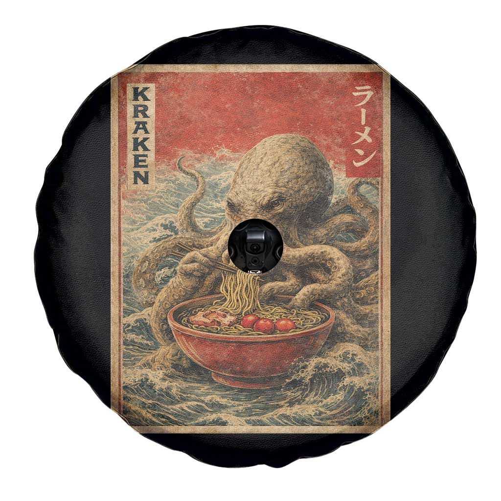 Sea Monster Eating Ramen Spare Tire Cover Vintage Graphic Japanese Lover Ukiyo-e Art TS10 Print Your Wear